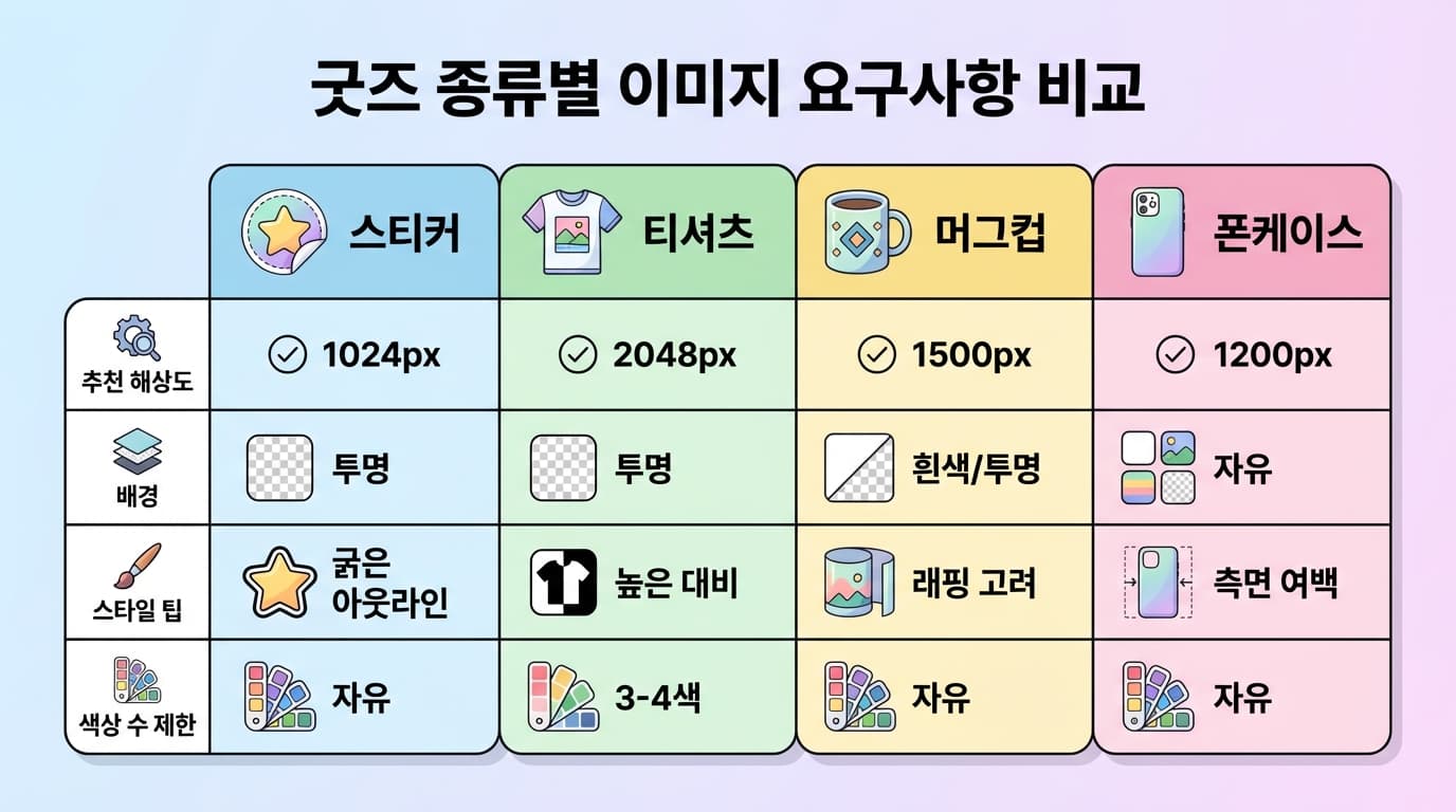 굿즈별 요구사항