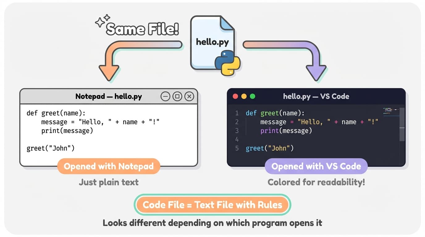 Code = Text with Rules